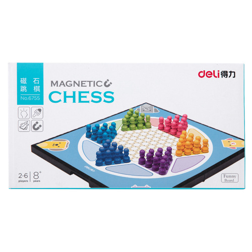 Deli 6755 magnet checkers magnet folding chess board flying chess children's checkers wooden game chess
