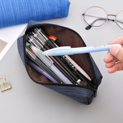 Simple and creative Oxford cloth pencil bag student portable horizontal stripe pencil bag storage stationery pencil case stationery bag