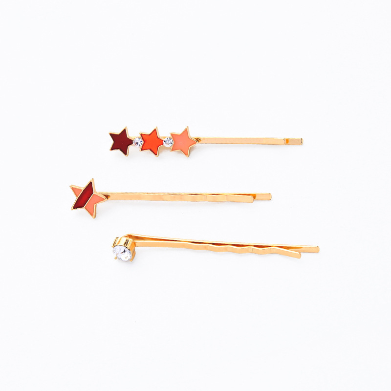 Korean Fashion Bangs Clip Creative Design Sense Diamond Headdress Wild Star Word Clip Hair Clip display picture 7