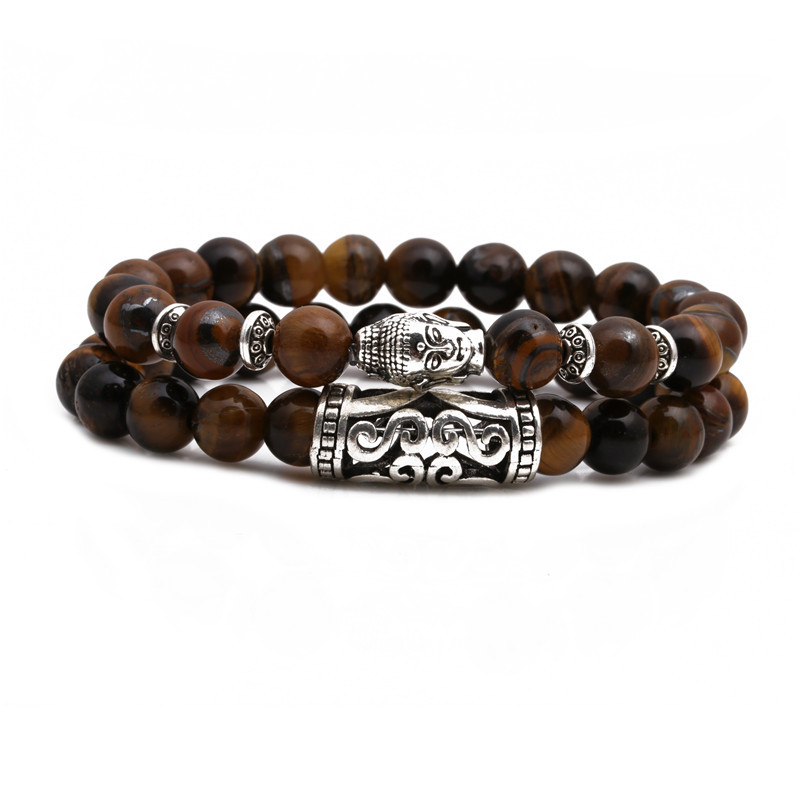 Ojo De Tigre Piedra Búho Buda Cabeza Curva Conjunto Pulsera Cabeza De León Pulsera Con Cuentas De Elefante display picture 15