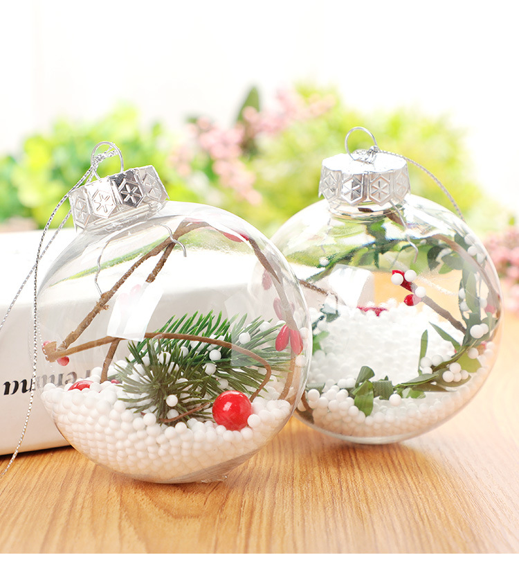 New cross-border transparent plastic balls, hollow round balls, Christmas balls, Christmas, New Year and Spring Festival decorations, snowflake balls detail image 1