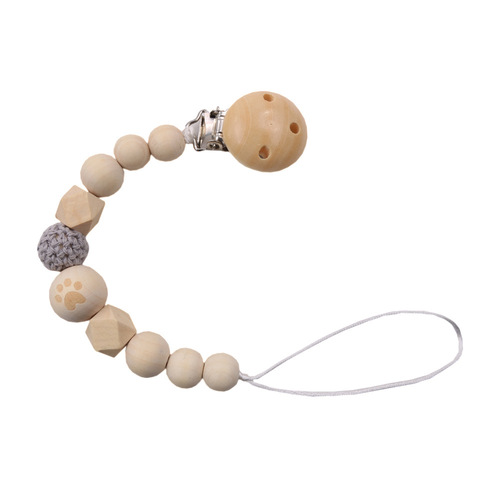 Foreign trade baby pacifier anti-drop chain clip anti-lost rope Amazon maternal and child supplies natural wooden pacifier chain