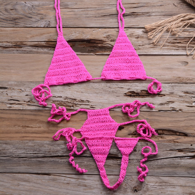 Sexy Micro Crochet Bikini, Thong Underwear, Fato De Banho, Mão De Tricô,  Mini Calcinha, Swimwear, Bottom Swimsuit