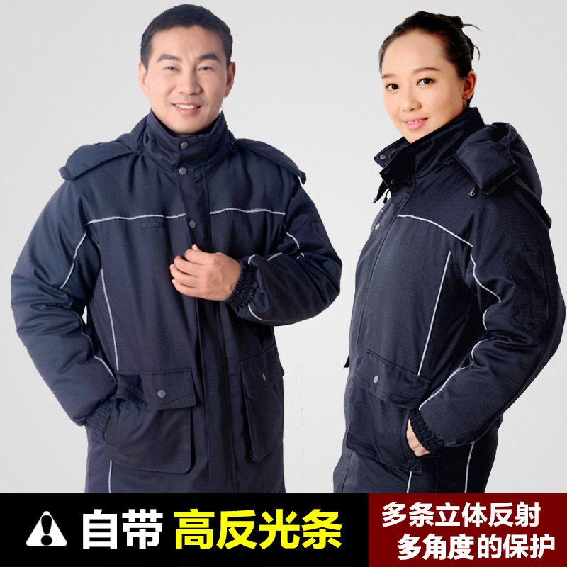 J036 冬季加厚中长款工作服棉袄 汽修工装 高质量棉衣