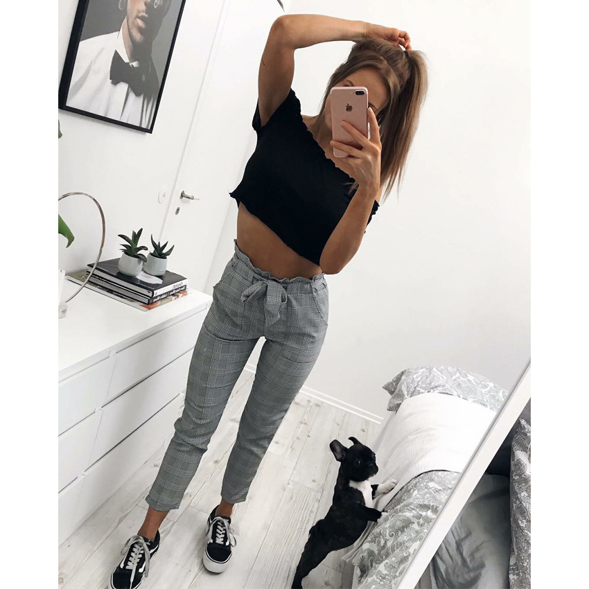 High-Waist All-Match Casual Trousers Feet Women Long Pants NSYF1837