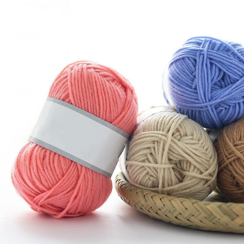 四股腈纶毛线手编中粗拖鞋帽子十字绣毛线宝宝钩针线纱线牛奶棉线