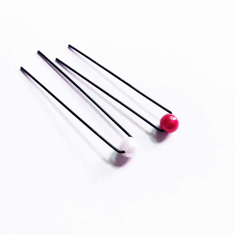 熱い販売ブライダル模造パールプレートヘアフォーク U 字型クリップシンプルな光沢のあるラウンドビーズヘアピンヘアピン頭飾り卸売