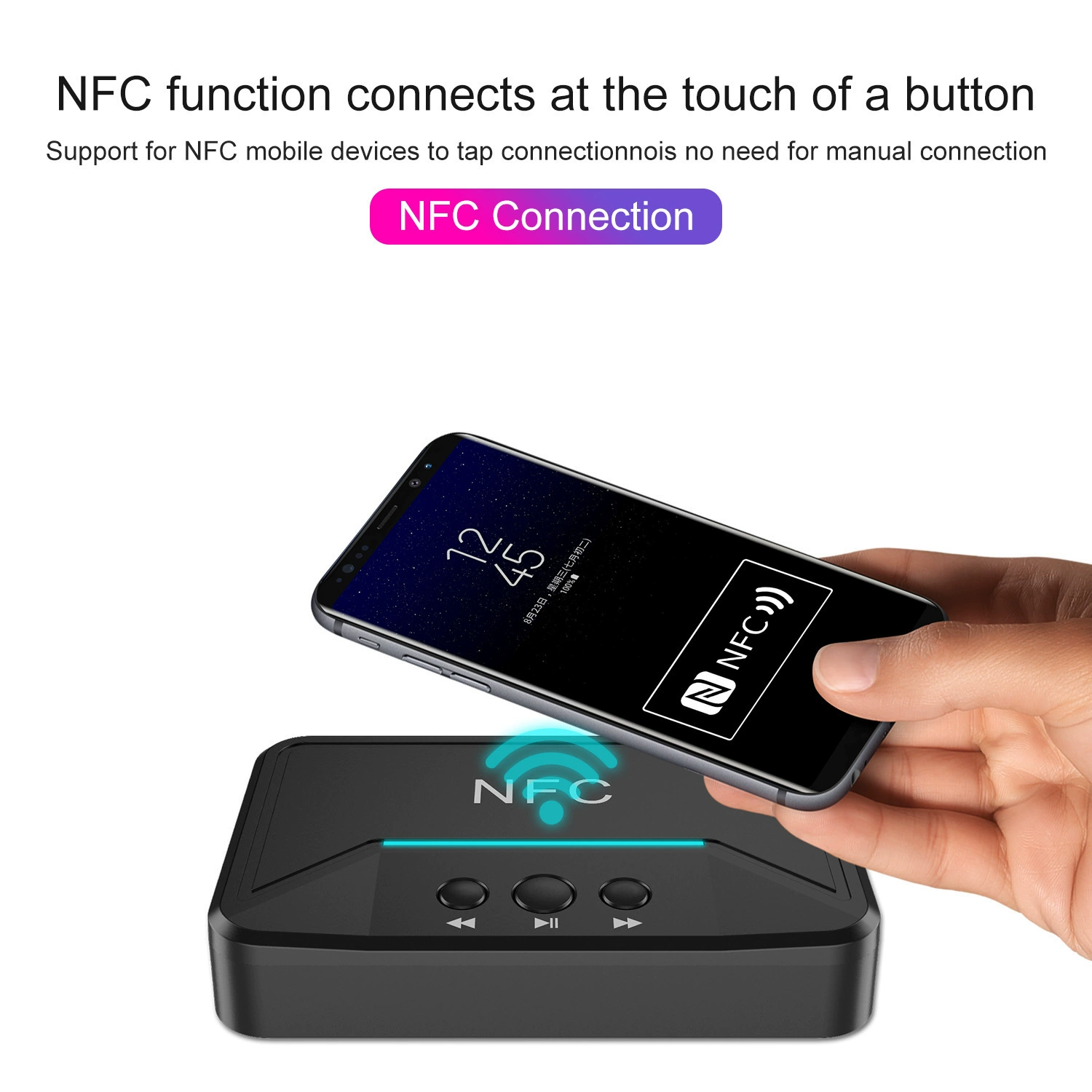 [NFC5.0蓝牙音频接收AUX接口3.5mm转接老式音箱2RCA音响蓝牙适配器]