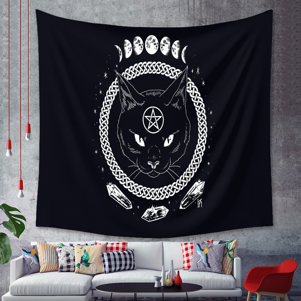 Fashion Black Cat Animal Tapestry Background Cloth Home Decoration Wholesale Nihaojewelry display picture 5