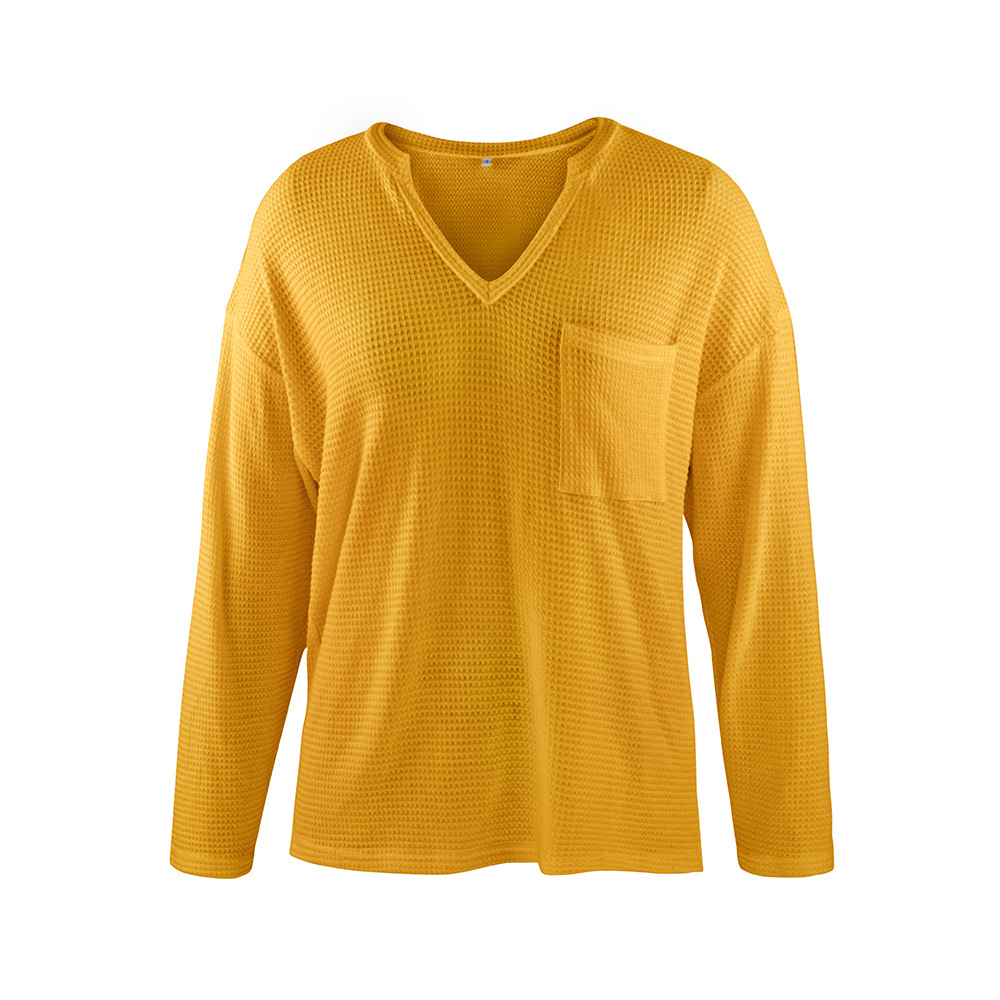 simple solid color V-neck blouse  NSDY28134