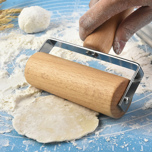 Factory direct sales double-headed stainless steel rolling pin wooden flour stick kitchen rolling pin baking tools