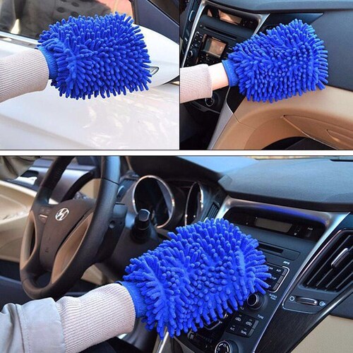 Car wash gloves double-sided car wiping gloves chenille coral velvet thickened car gloves rags dust removal cleaning tools