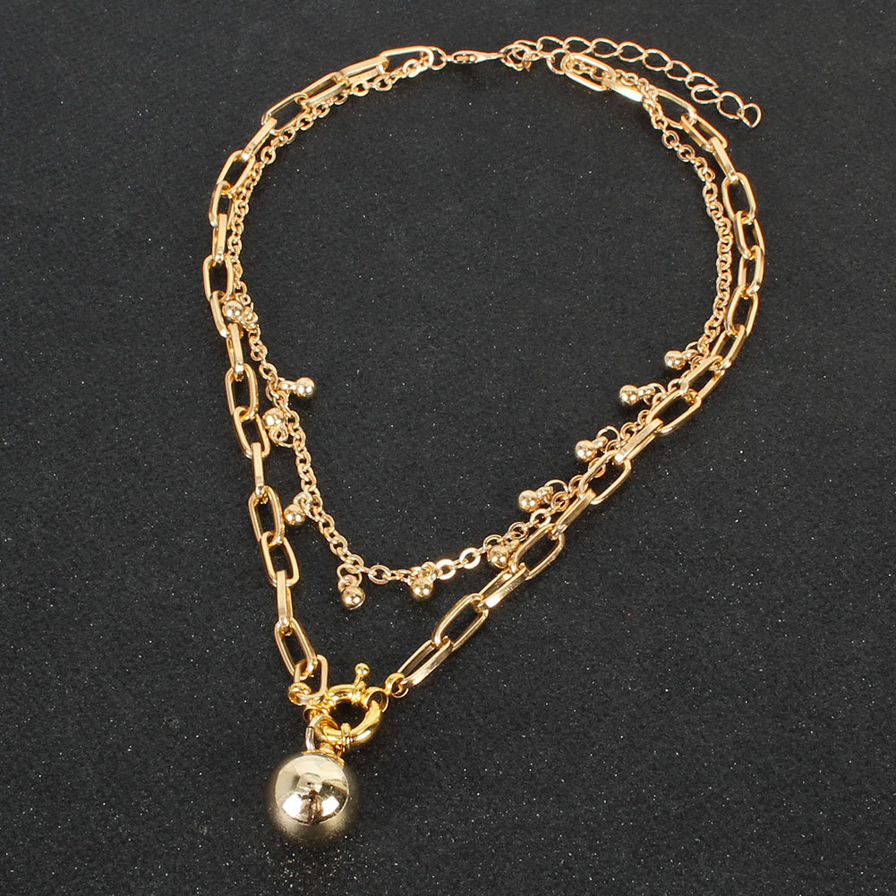 Fashion  Retro Alloy Ball Pendant Box Chain Double Layer Necklace display picture 4