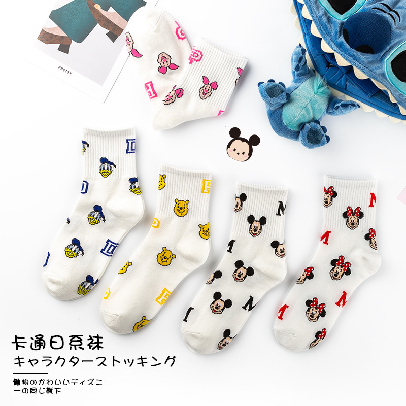 Japanese cartoon mid-tube socks cotton ladies socks cute Mickey Mickey Mouse socks factory straight hair