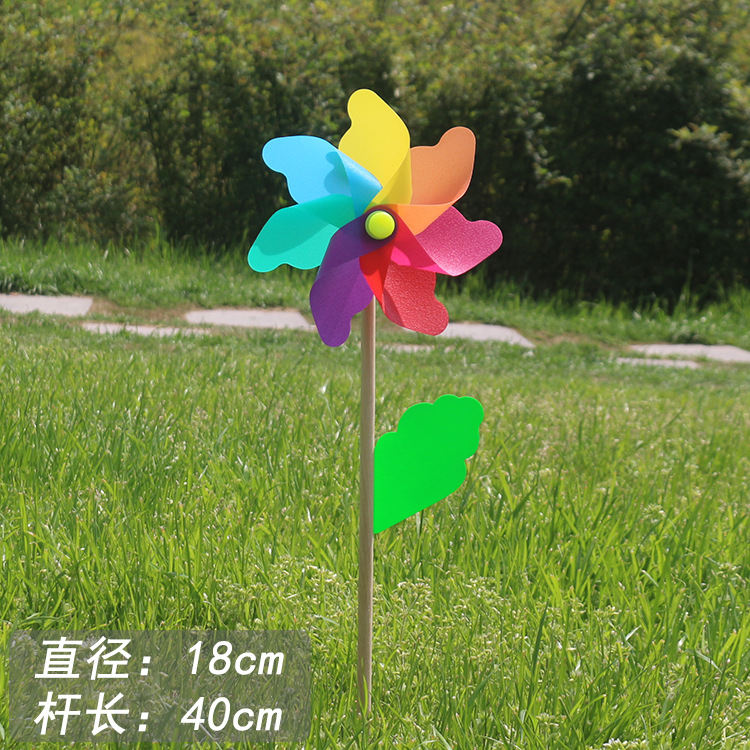 18cm colorful wooden pole windmill