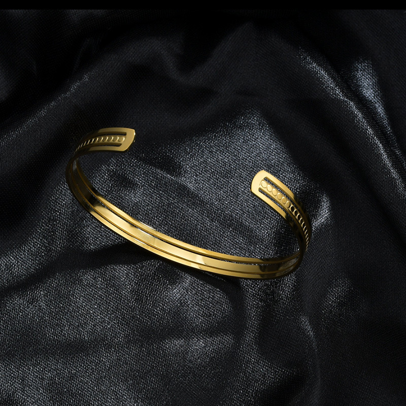 Pulsera De Acero Inoxidable Hueca Gold Line display picture 4