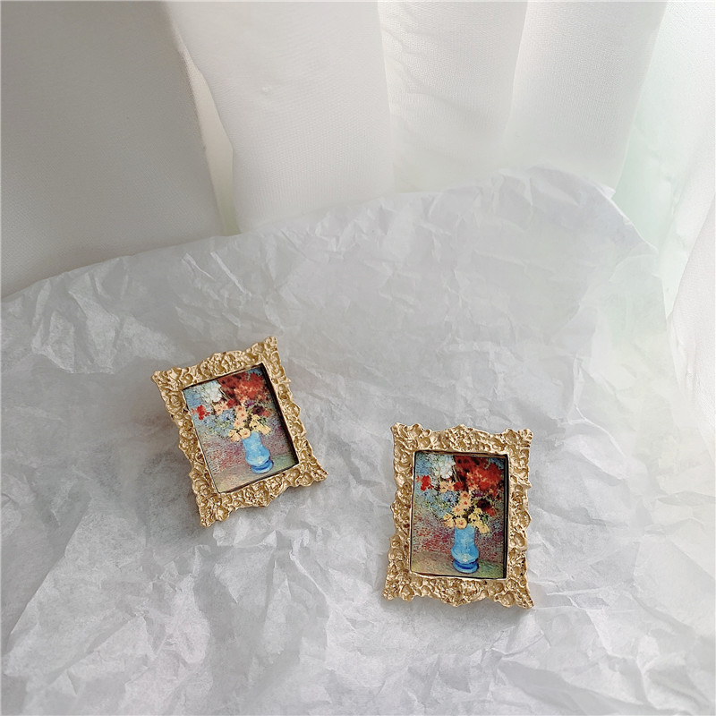 French Retro Portrait Frame Earrings display picture 8