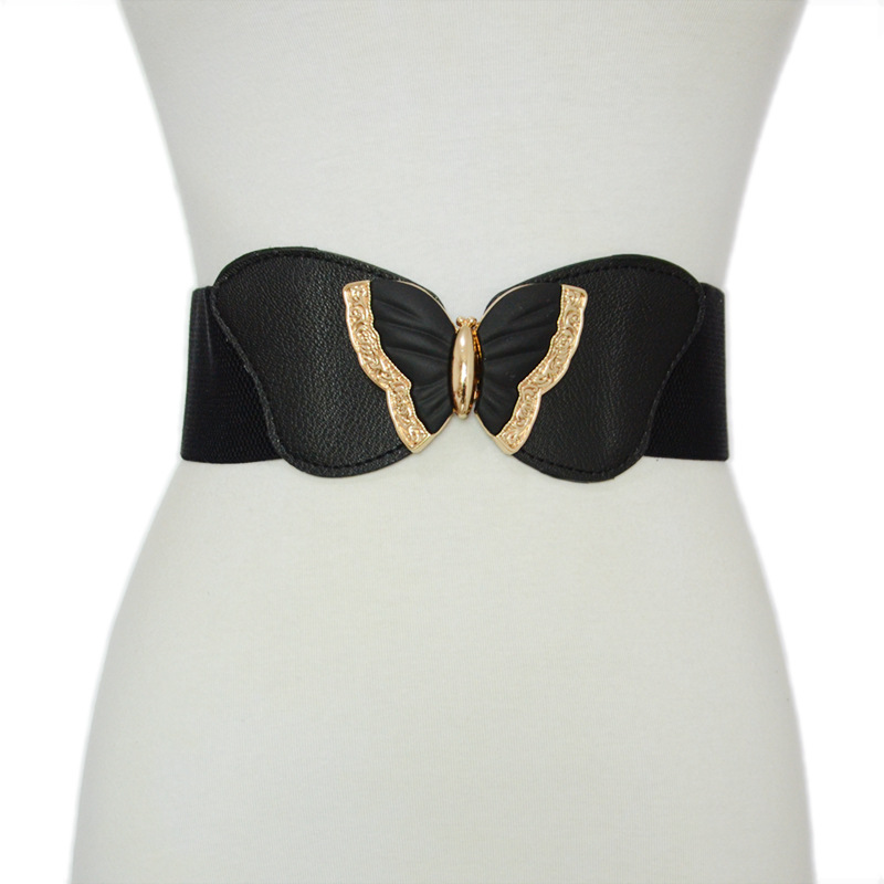 New Cross-border Women's Belt, Ladies' Casual Waist-cinching Decorative Butterfly Elastic Wide Waistband For Skirts, In_voghion.com