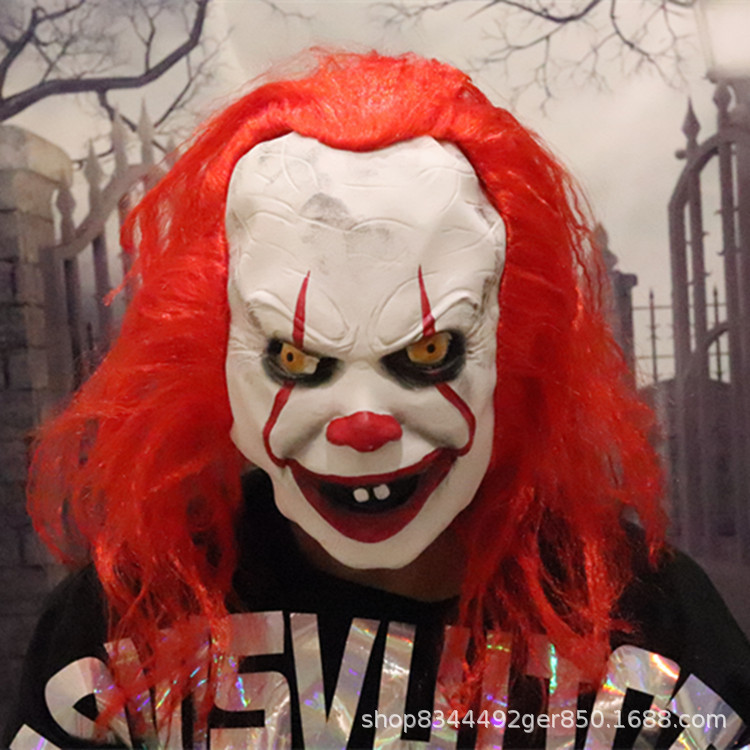 Halloween horror payaso alma máscara sombrerería nuevo pelo rojo payaso máscara ventas directas de fábrica Amazon Venta caliente