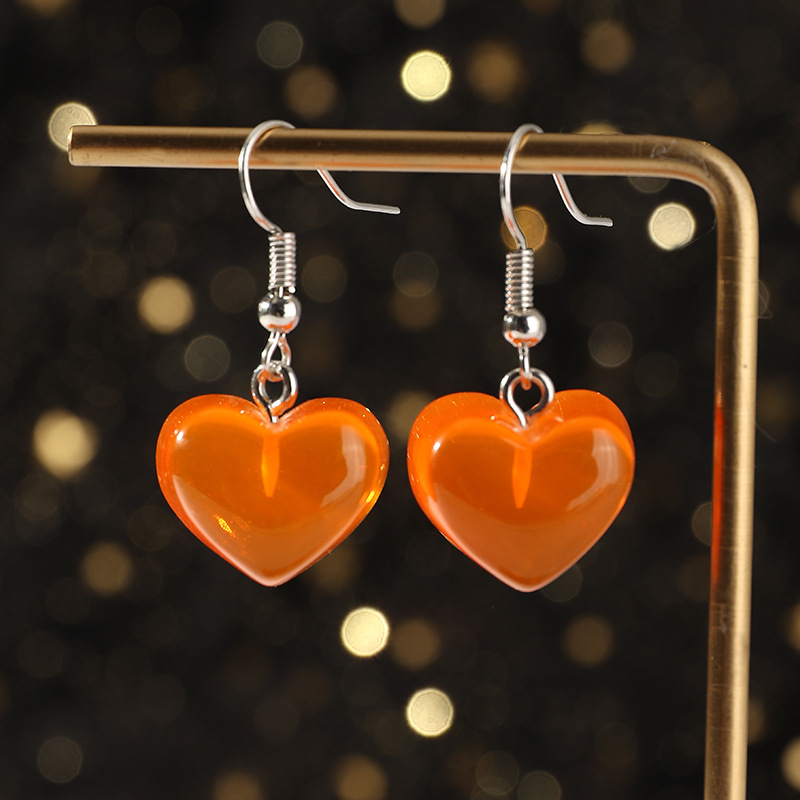 Fashion Cute Resin Candy-colored Heart-shaped Earrings display picture 9