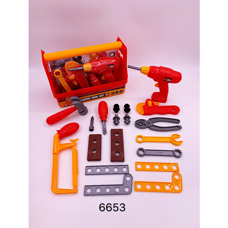 Juego de herramientas de juguete (taladro, tornillos) para niños