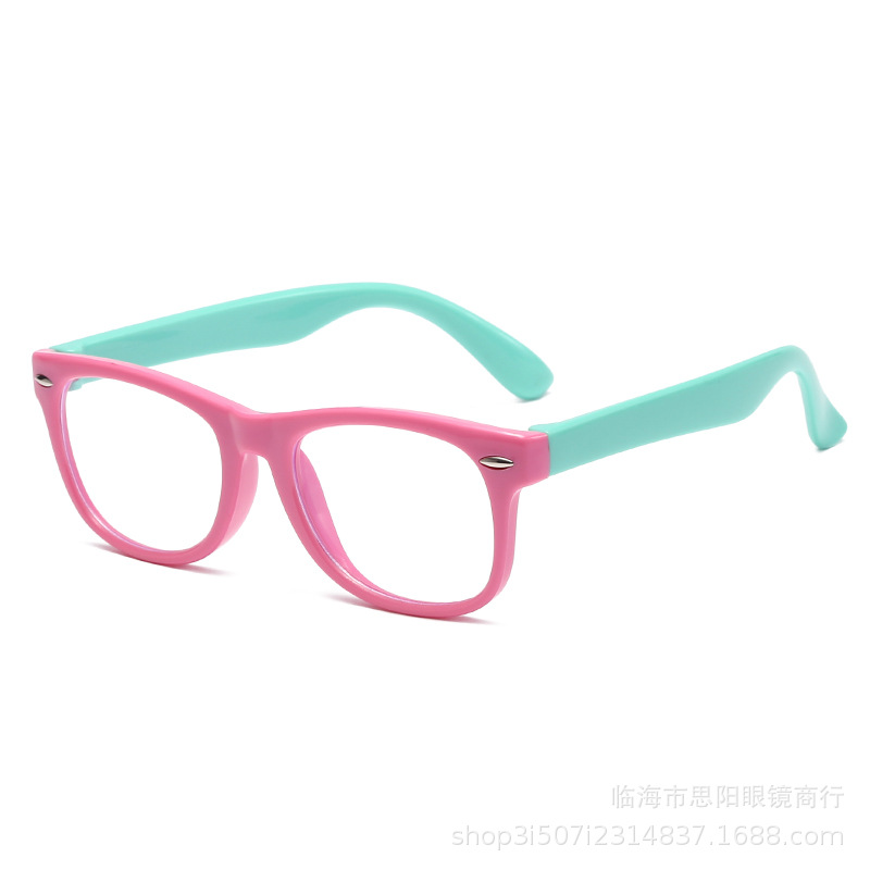 Hot-selling children's silicone anti-blue light glasses eye protection ultra-light students watch computer Mobile Phone anti-radiation flat glasses