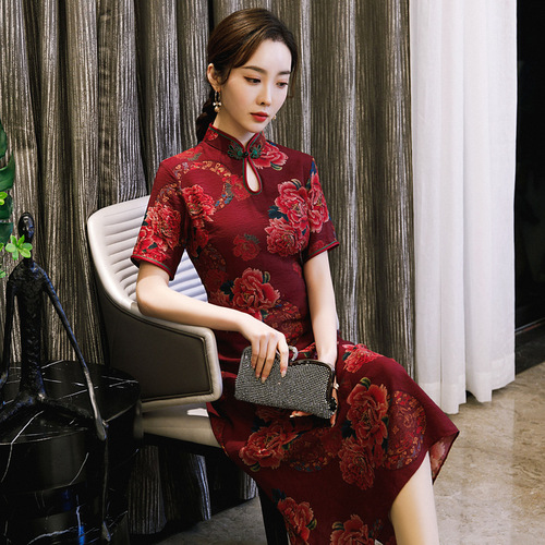 Chinese Dresses Qipao for women robe chinoise cheongsam Version cheongsam retro dress long cheongsam dress