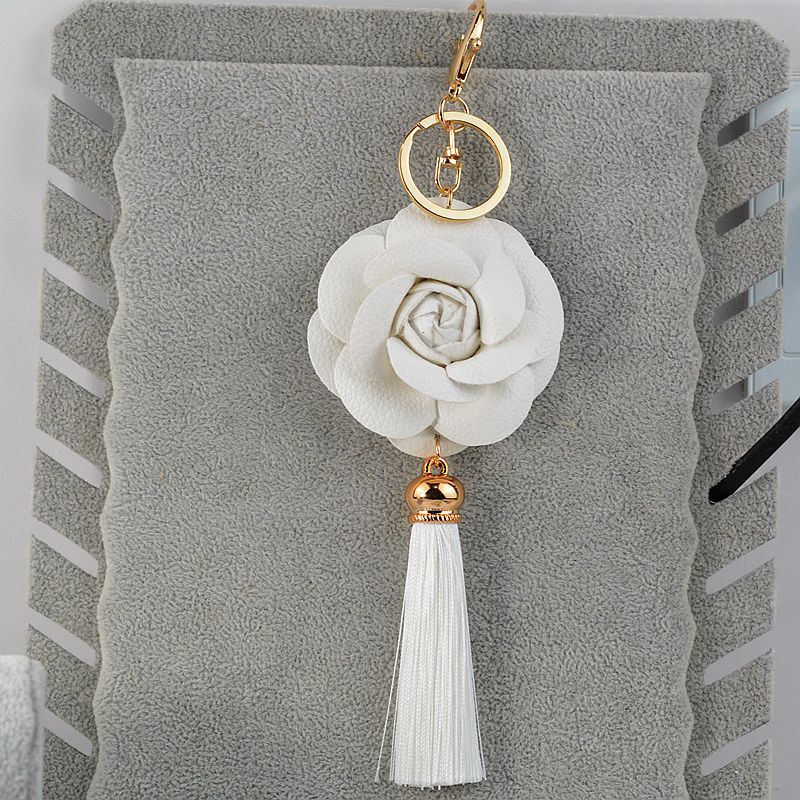 Unisex Gender Vintage Style, Simple Style Style Vintage Style Simple Style Flower Pu Leather Unisex Bag Pendant Keychain