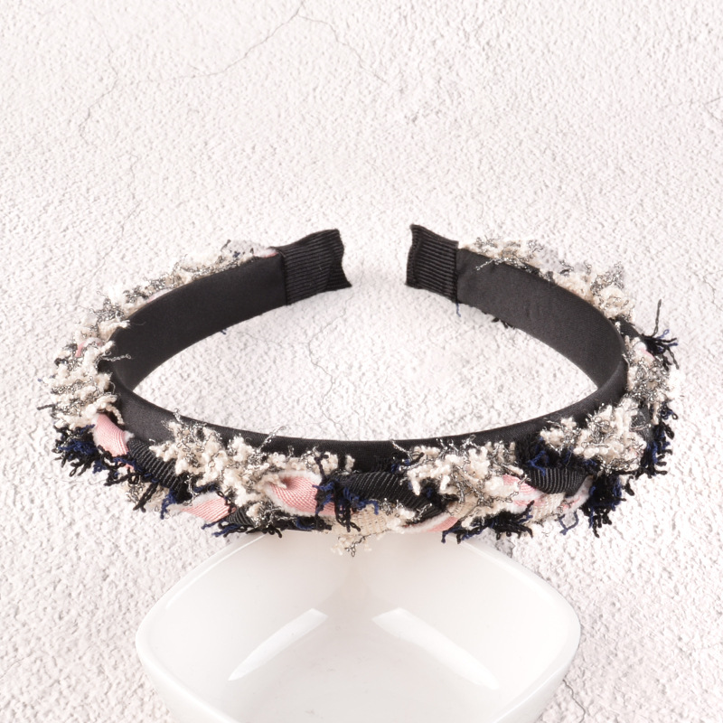 Black Pearl Wool Rhinestone Headband display picture 6