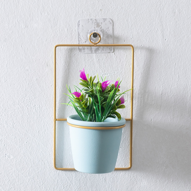 Decoración de la pared florero floral maceta de plástico soporte de la flor del hierro creativo colgante decoración arreglo floral decoración fabricante
