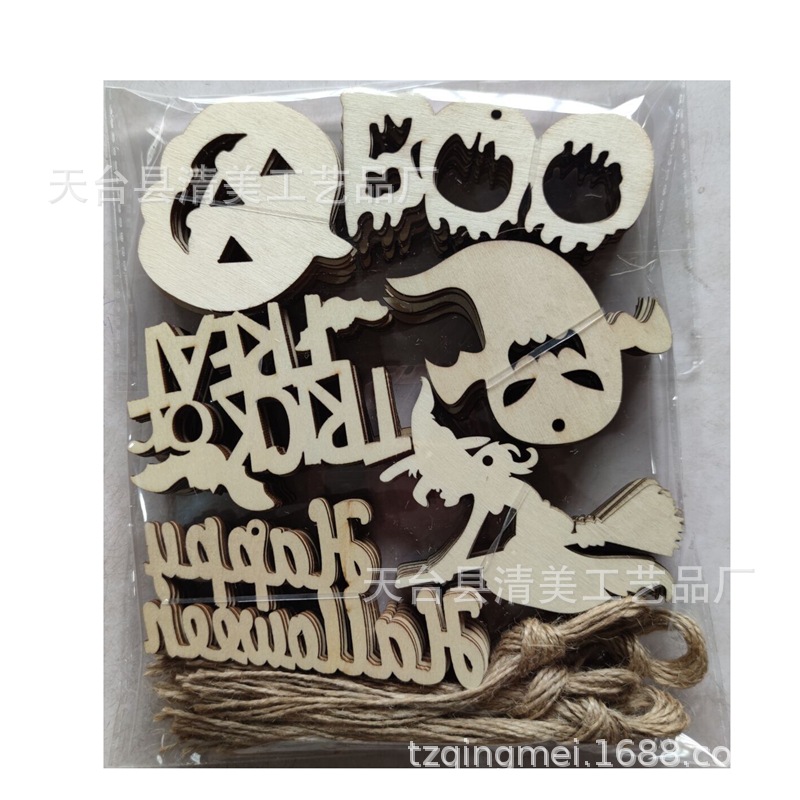 Madera Halloween madera botones decorativos Ghost Festival madera chips 10 unidades un paquete