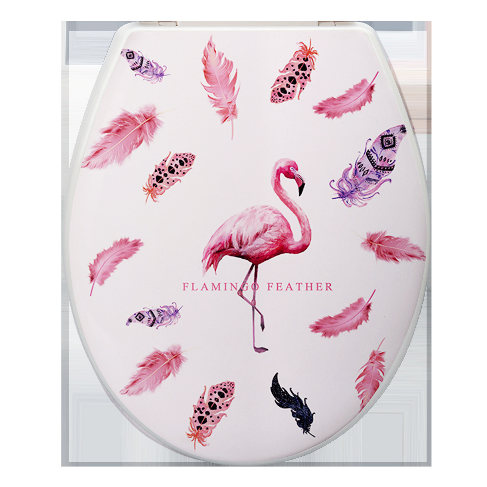 Cubierta de inodoro de estilo europeo de 18 pulgadas lenta caída hogar cuclillas cubierta de plástico Hotel fábrica impresión lenta caída cubierta de inodoro