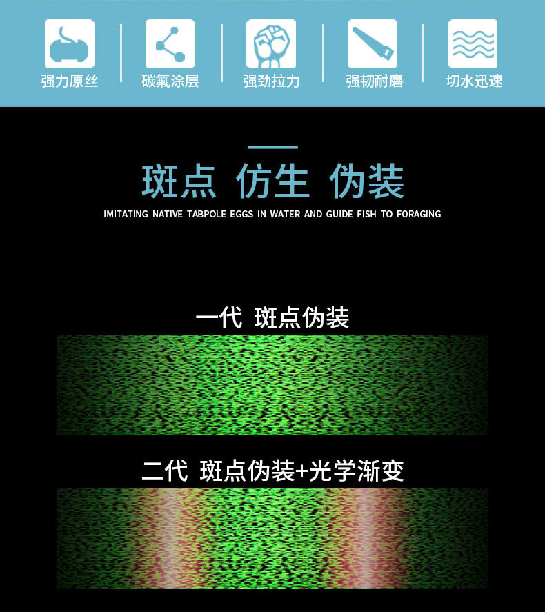 变色斑点线1000米隐形钓鱼线强拉力主线伪装尼龙线厂家直销渔具详情2