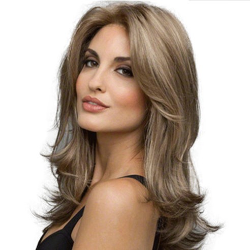 2020 Amazon pelucas europeas y americanas de moda damas desean cabello de fibra química de cabello largo