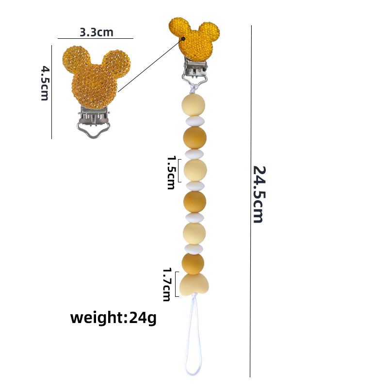 Venta caliente bebé suministros Mickey chupete clip de juguete mordedor bebé calmante silicona amor chupete cadena anti-gota cadena
