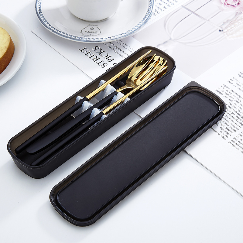 韩式叉勺筷套装 户外不锈钢餐具便携套装 公筷公勺 礼品餐盒定制