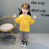 Demi-season solid sleeves, cute set, trousers, 2021 collection, western style, Korean style, children's clothing