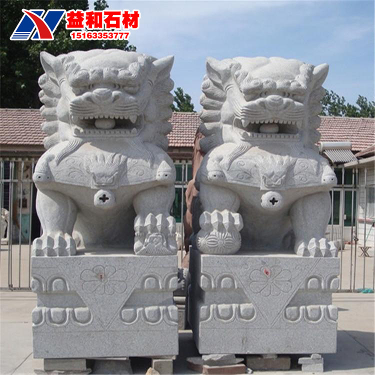 花岗岩石狮子 石材雕刻板动物生肖雕刻 门口摆件石狮子 尺寸制作