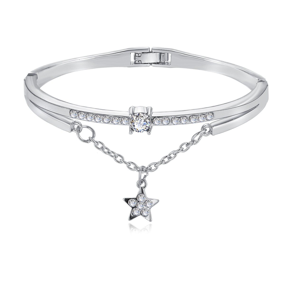 Retro Alloy Five-pointed Star Diamond Bracelet display picture 3