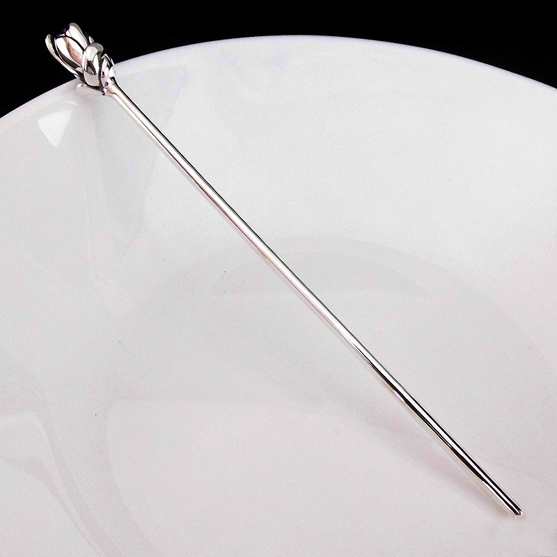 龍寶隆S925銀飾品複古民族風個性玉蘭花發簪仿古新款盤發钗女禮物