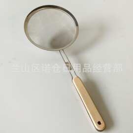 不锈钢网漏 18cm无磁木柄油渣漏勺 家用过滤网捞饺子厨具批发