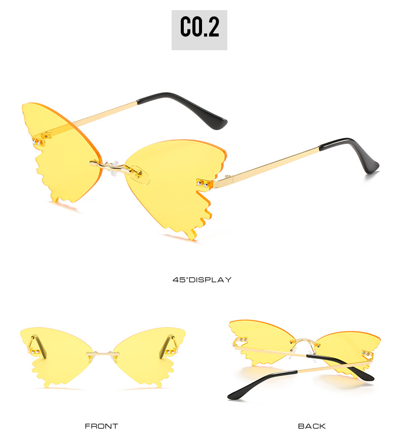 PC, UV400 Protection Lens Material Butterfly Frame Glasses Style Party, Stage Occasion Hip-Hop Novelty Solid Color PC UV400 Protection Butterfly Frame Frameless Women's Sunglasses