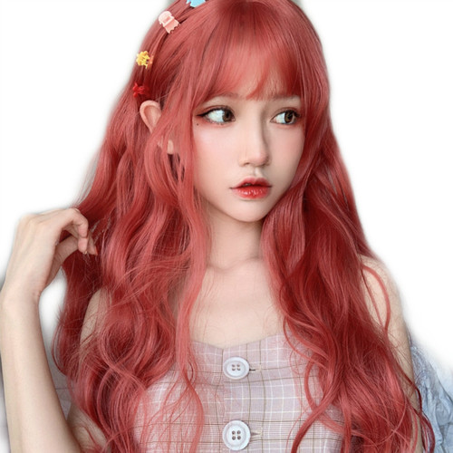 Wig female long curly hair big wave fluffy natural internet celebrity long hair orange wool curly temperament face-shaping full headgear