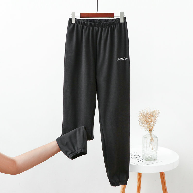 Corazón cálido homewear pantalones ropa de abrigo casual bloomers Otoño e Invierno suelto todo a juego de terciopelo casa tobillo-atado cálido perezoso pantalones de pijama