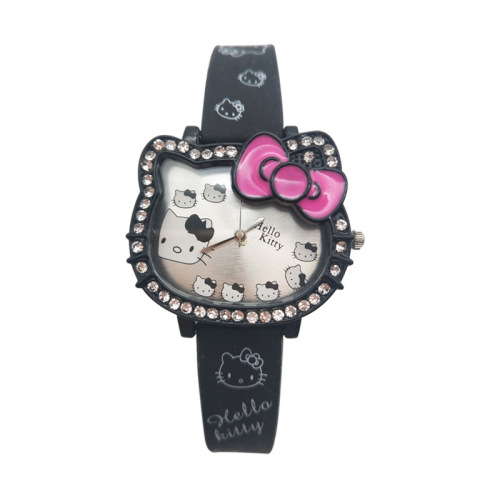 New Product Cat Head Children Girls Cartoon Girl Student Electronic Watch Silicone Strap Scratching Machine Toy Gift