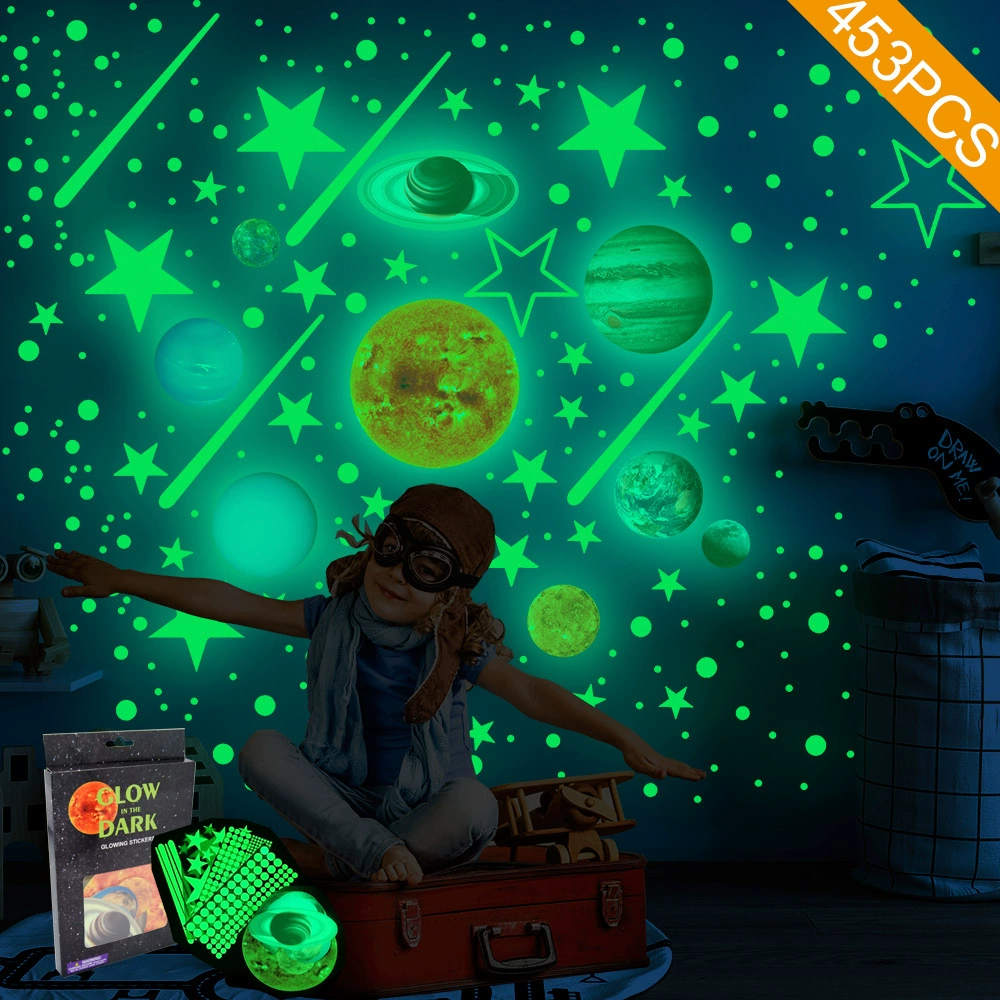 (Cross-border trading), planetary moon solar-powered, children's sticker, Amazon, set