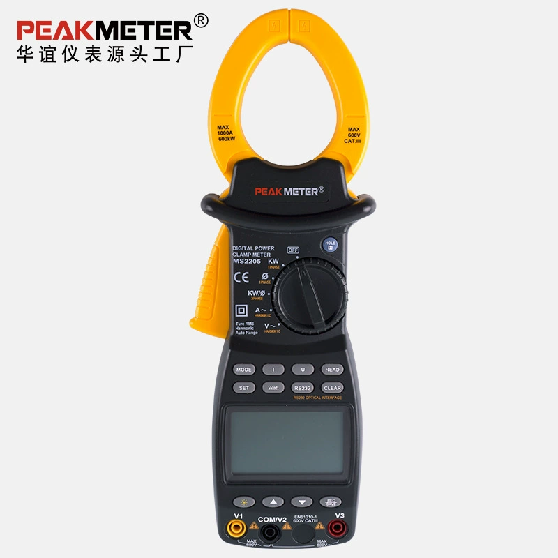 Цифровой прижимной измеритель мощности Huayi PEAKMETER MS2205, многофункциональный трехцветный гармоническая активная и реактивная мощность