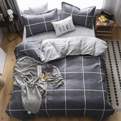 厂家批发 简约全棉家用单双人床上四件套学生宿舍3被子套家纺代发|ms