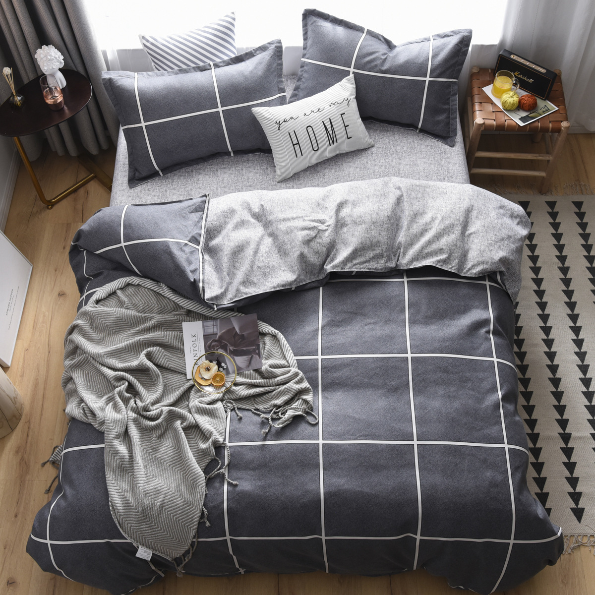 厂家批发 简约全棉家用单双人床上四件套学生宿舍3被子套家纺代发|ms