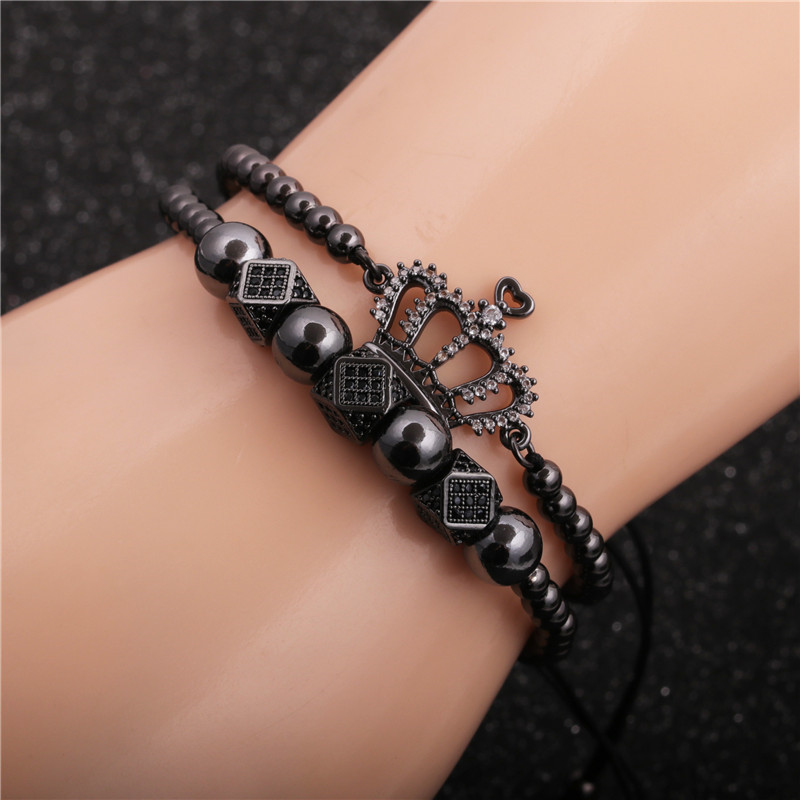 Ensemble De Bracelets Ajustables Couronne Zircon Micro-incrustés display picture 4